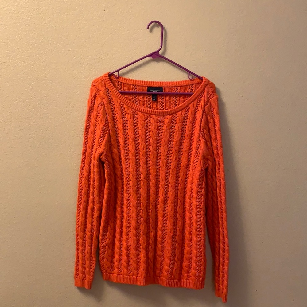 Women’s Land’s End Drifter Pullover Orange Size Large 14/16
